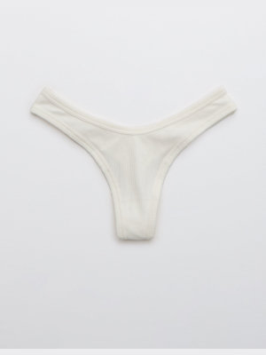 Aerie Ribbed High Cut Thong Underwear