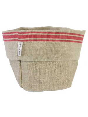 Thieffry Red Monogramme Linen Bread Bag