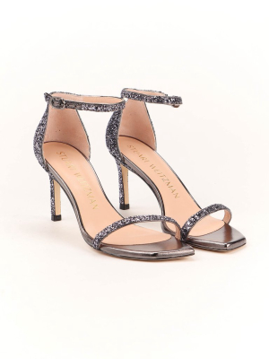 Stuart Weitzman Amelina Glittered Strapped Sandals