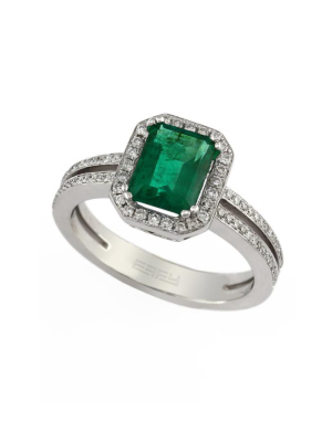 Effy Brasilica 14k White Gold Emerald And Diamond Ring, 1.70 Tcw