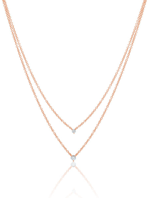 14kt Rose Gold Diamond Double Layer Dahlia Necklace