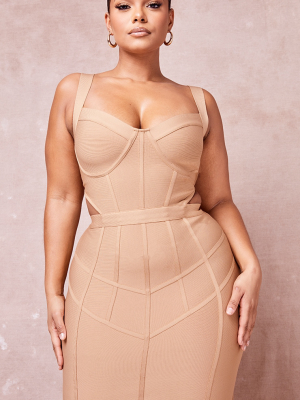 Plus Stone Bandage Waist Cut Out Panelled...