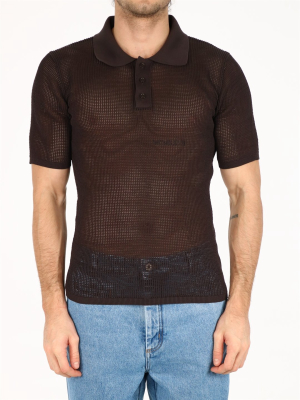 Bottega Veneta Openwork Polo Shirt