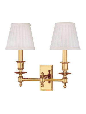 Ludlow 2 Light Wall Sconce Polished Brass