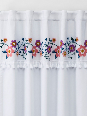 Floral Embroidery Blackout Window Curtain Panel - Pillowfort™