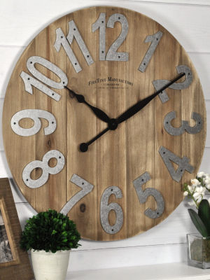 Josephine Slat Wood Farmhouse Clock - Firstime