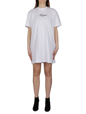 Msgm Logo Print Crewneck T-shirt Dress