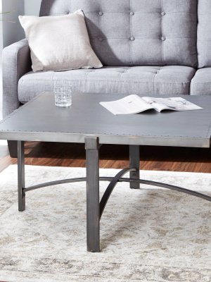 Lewis Coffee Table With Square Metal Top Dark Gray - Silverwood