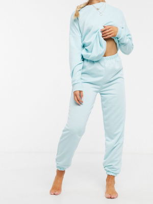 Asos Design Lounge Two-piece Jogger In Pale Blue