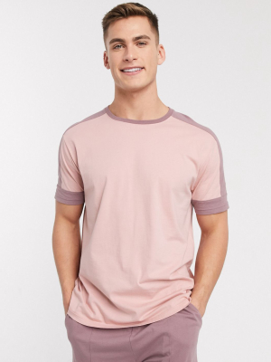 Asos Design Lounge T-shirt And Short Pajama Set In Pink