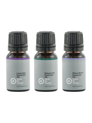 .33 Fl Oz 3pk 100% Pure Essential Oil Relax Set Lavender/balsam Fir/ Relax Blend - Made By Design™