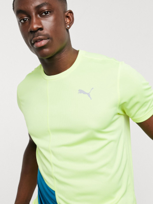 Puma Running Panel T-shirt In Yellow