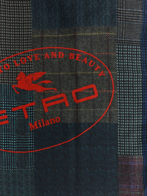 Etro Checked Logo Printed Scarf