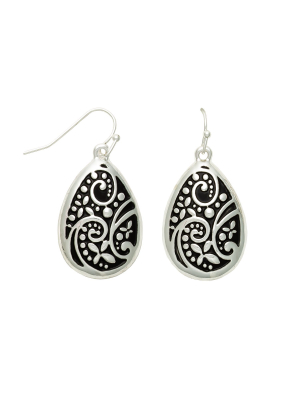 Museum Collection Silver Teardrop Bali Swirl Drop Earrings