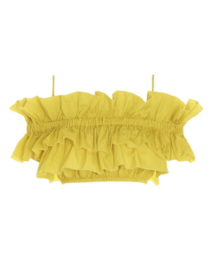 Msgm Taffeta Ruffled Crop Top