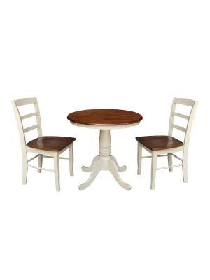 Round Top Pedestal Table With 2 Madrid Chairs Brown - International Concepts