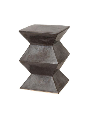 Zigzag Garden Stool In Gunmetal