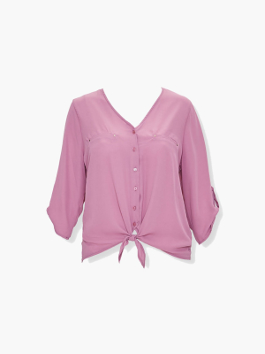 Plus Size Tie-hem Top