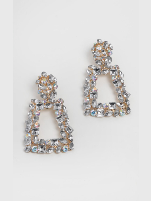 Gold Crystal Door Knocker Earrings