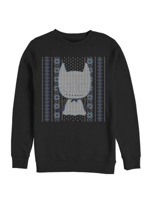 Men's Batman Ugly Christmas Chibi Snow Bat Sweatshirt