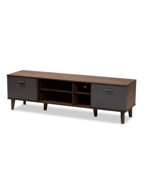 70" Tv Stand Moina Two-tone Wood Walnut/gray - Baxton Studio