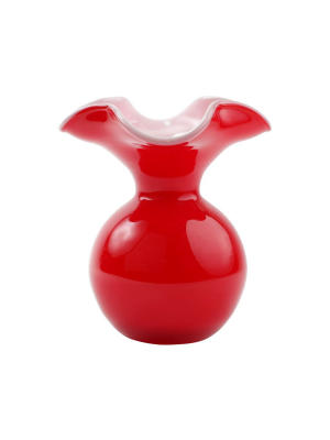 Vietri Hibiscus Glass Red Fluted Vase