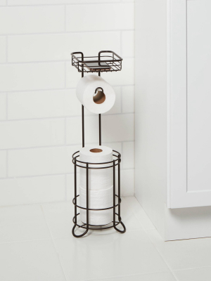 Reserve With Wire Media Shelf Freestanding Toilet Tissue Holder Bronze - Threshold™
