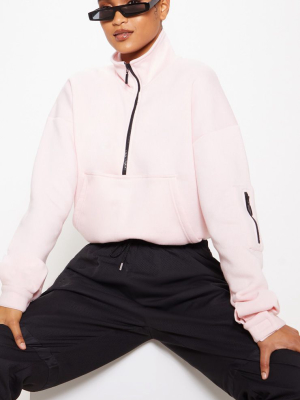 Baby Pink Oversized Zip Front Sweater