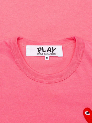 Comme Des Garcons Play Pastelle Red Emblem T-shirt - Pink