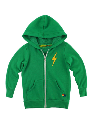 Kid's Bolt Zip Hoodie - Kelly Green