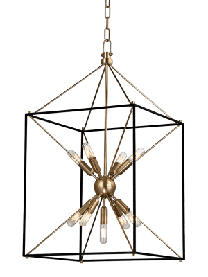 Glendale 9 Light Pendant Aged Brass