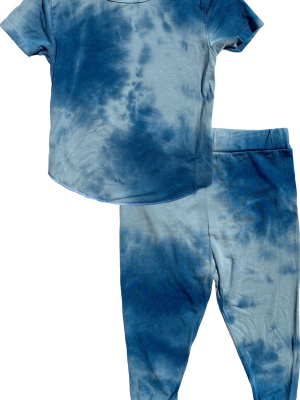 Rowdy Sprout Rebel Tie Dye Bamboo Pajama Set - Blue