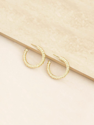 Athena Mini Textured 18k Gold Plated Hoop Earrings