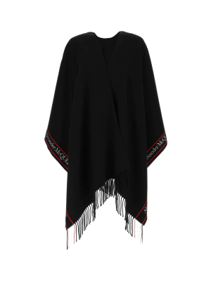 Alexander Mcqueen Logo Fringed Shawl