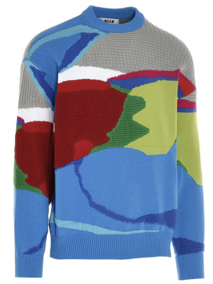 Msgm Abstract Patterned Knit Jumper