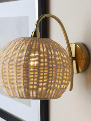 Rattan + Gold Sconce 3