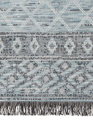 Jaipur Tikal Indoor/outdoor Rug - Border Gray/light Blue