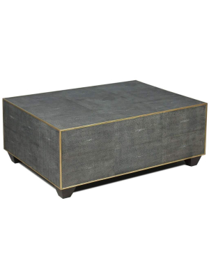 Grey Leather Shagreen Cocktail Table