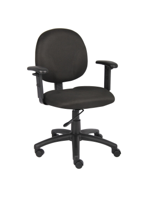 Diamond Task Chair With Adjustable Arms Black - Boss Office Products