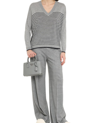 Max Mara Studio Striped V-neck Jumper