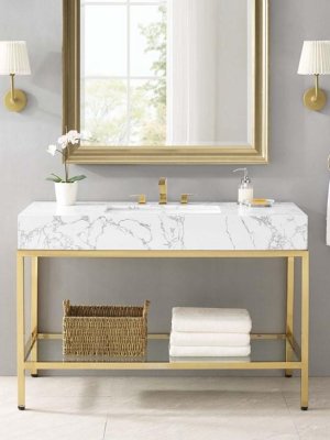 Scarlet 50" Gold Stainless Steel Bathroom Vanity