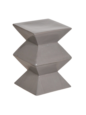 Zig Zag Stool Glossy Gray Glaze