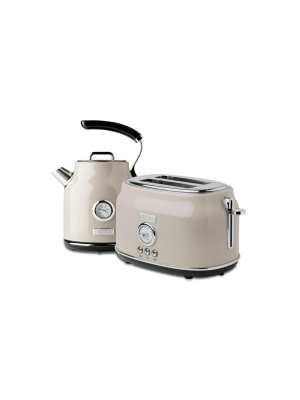 Haden Dorset Wide Slot Stainless Steel 2 Slice Retro Toaster & Dorset 1.7 Liter Stainless Steel Electric Water Kettle