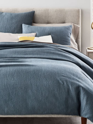 Tencel™ Cotton Matelasse Duvet Cover & Shams - Stormy Blue