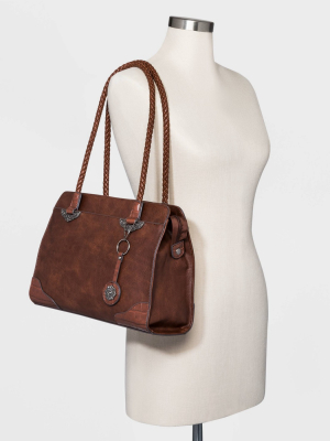 Bueno Zip Closure Tote Handbag - Brown