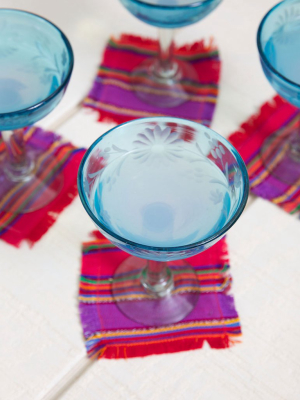 Etched Margarita Glass - Aqua