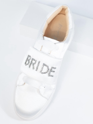 Betsey Johnson Ivory Satin & Rhinestone Bride Sneakers