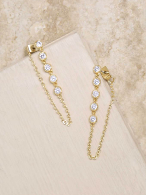 Crystal Chain Danglers 18k Gold Plated Earring