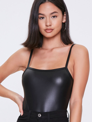 Faux Leather Cami Bodysuit