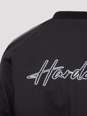 Amiri Hardcore Logo Printed Satin Bomber Jacket